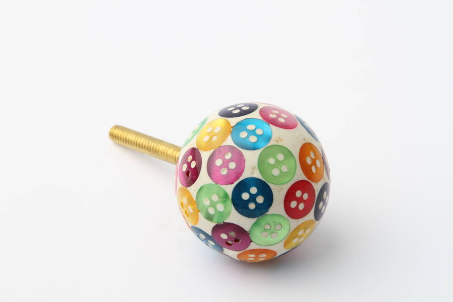 multicoloured button drawer knob by french grey interiors