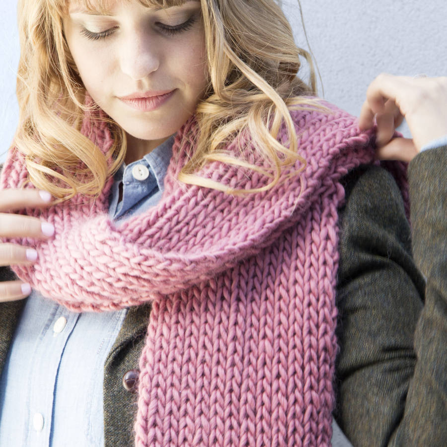 Knit Your Own Vale Scarf In Dust Pink By Stitch & Story ...