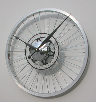 Bike Sprocket Coloured Hands Wheel Clock, 2 of 3