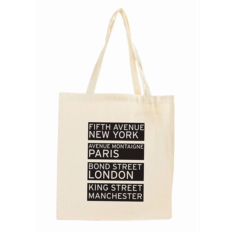 personalised 'shopping destinations' tote bag by hope and willow ...