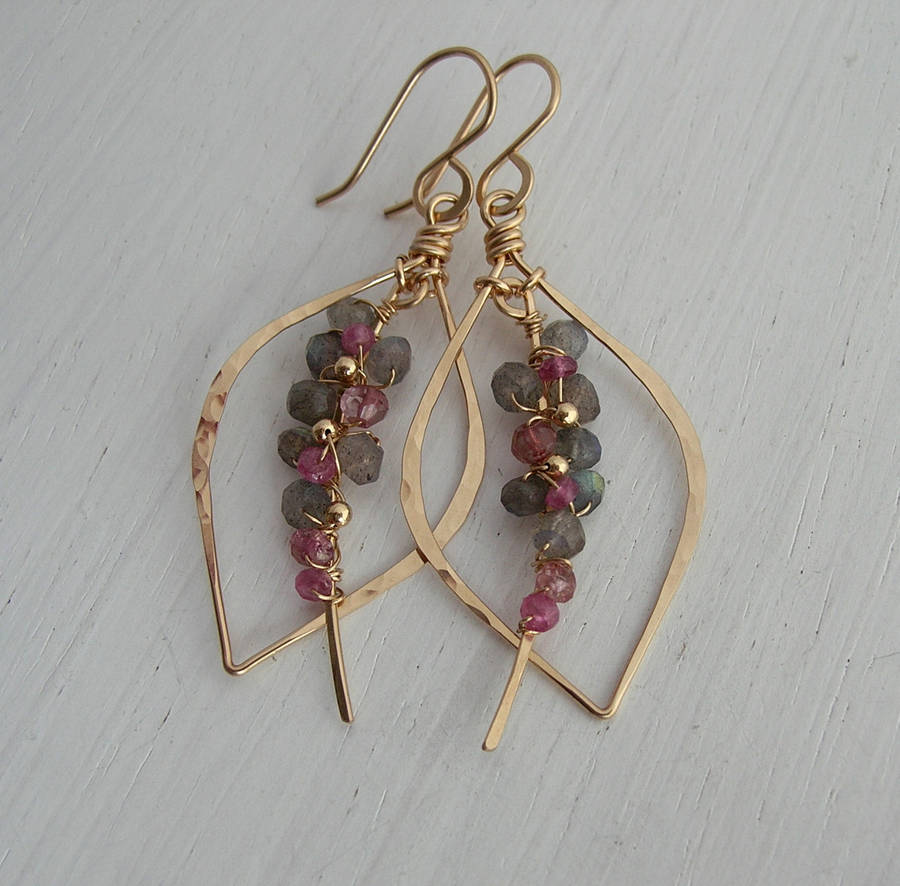 labradorite and pink quartz tusk earrings by sarah hickey ...