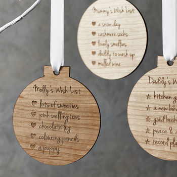 personalised oversized christmas list bauble decoration by sophia victoria joy