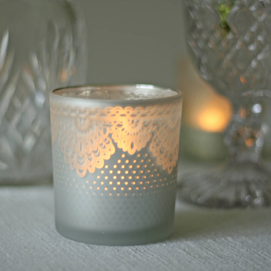 frosted lace large candle holder / vase by the wedding of my dreams