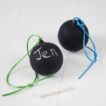Ceramic Chalkboard Bauble With Neon Ribbon, 2 of 3