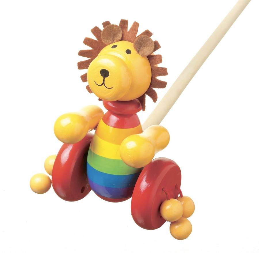 Wooden Lion Pull Along Toy By Posh Totty Designs Interiors ...