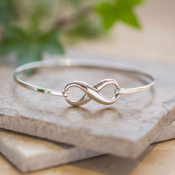 Infinity Sterling Silver Dainty Bangle, 2 of 4