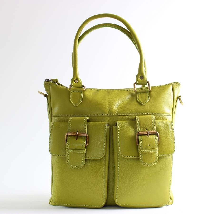 Pistachio Green Leather Shopper Bag By The Leather Store ...