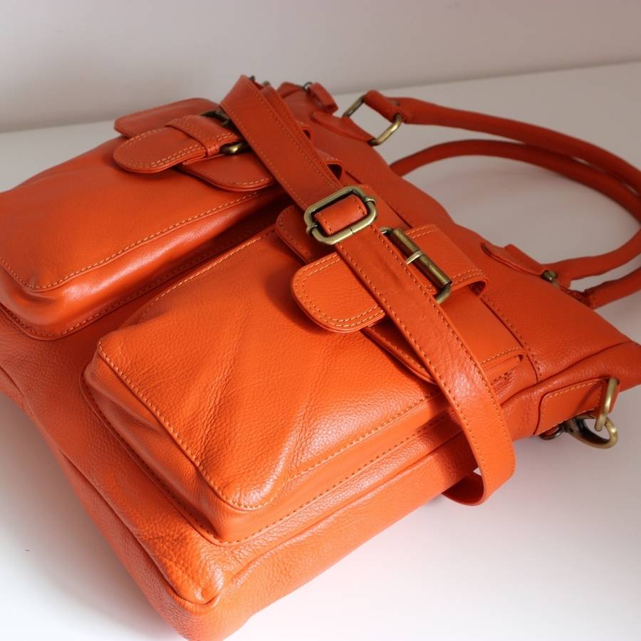 orange leather pouch