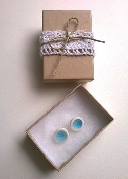 Melted Glass And Porcelain Ear Studs, 3 of 12