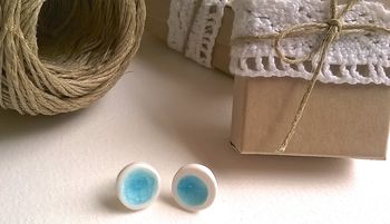 Melted Glass And Porcelain Ear Studs, 5 of 12