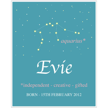 Personalised Name And Star Sign Print, 7 of 12
