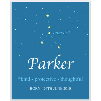 Personalised Name And Star Sign Print, 5 of 12