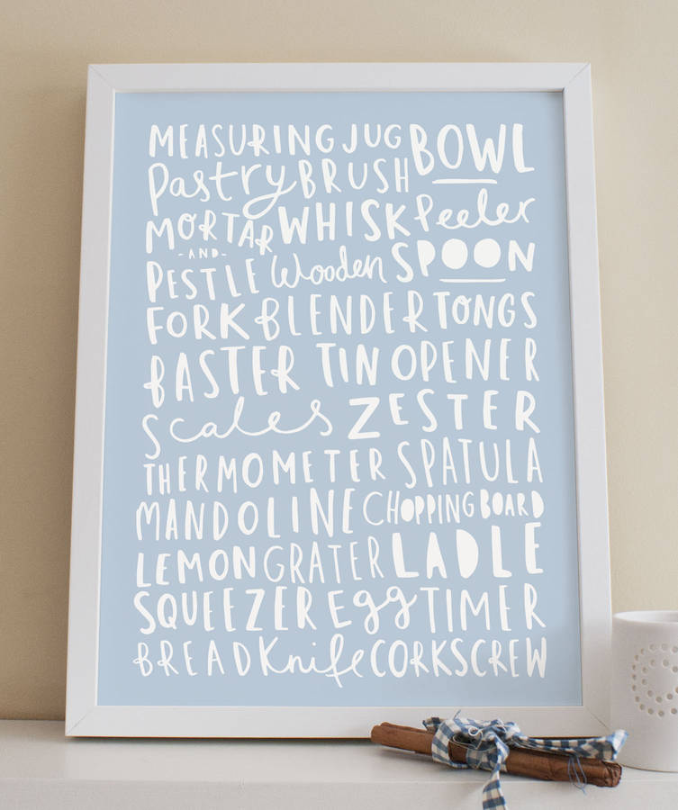 Utensils Word Kitchen Print By Old English Company