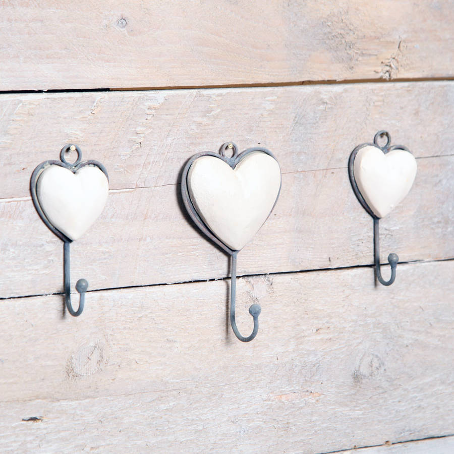 Small White Heart Wall Hook By Red Berry Apple
