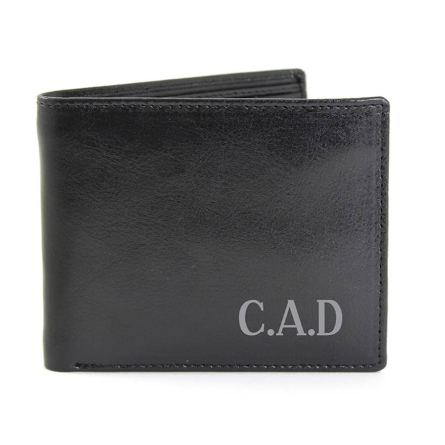 Mens Initials Personalised Leather Wallet By British and Bespoke