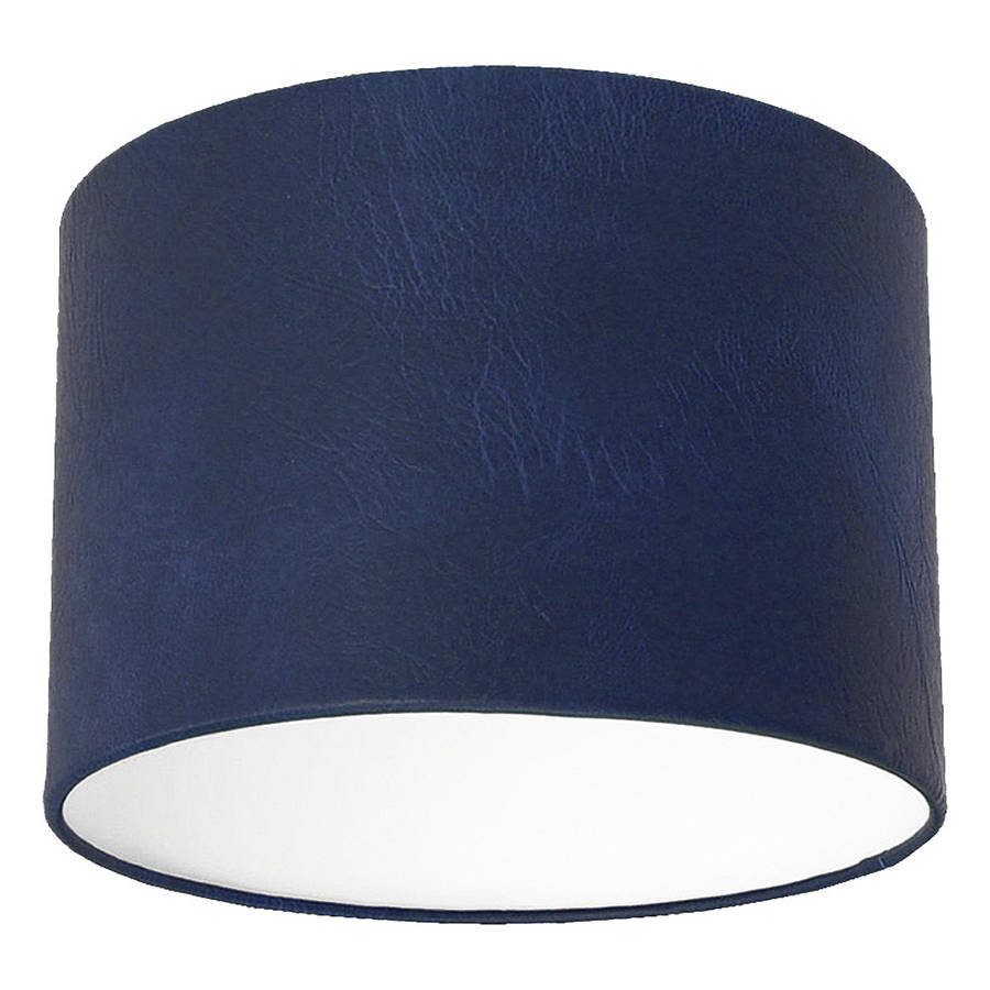 Navy Blue Leather Effect Lampshade By Quirk Notonthehighstreet Com Navy Blue Leather Effect Lampshade