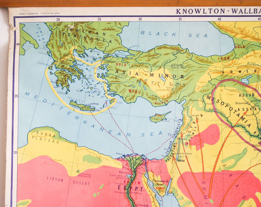 Vintage Map, Cradles Of Civilization By Bonnie and Bell