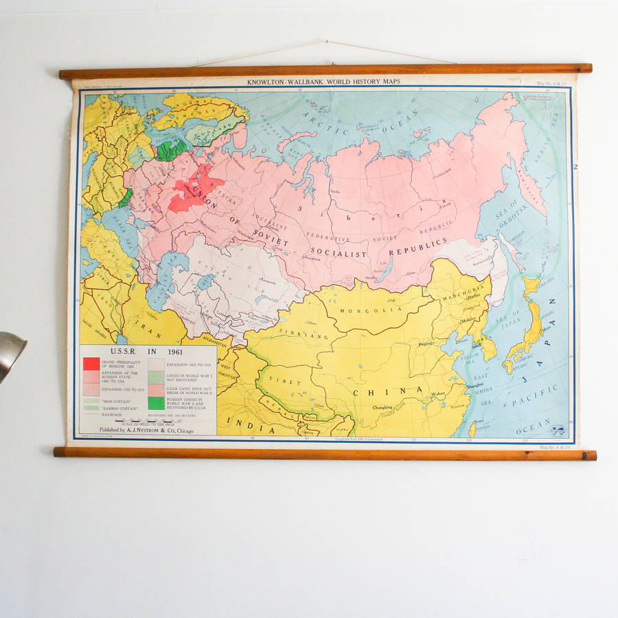 Vintage Map U S S R In 1961 By Bonnie and Bell  notonthehighstreet com