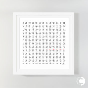 Personalised Word Search Art Print With 100 Words, 12 of 12