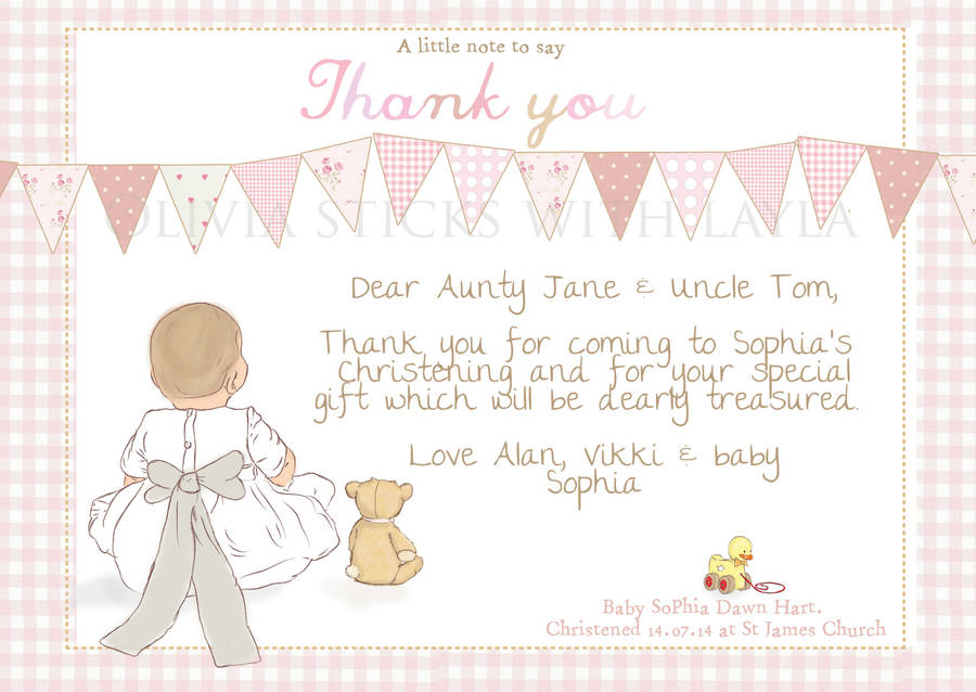 christening thank you note cards 'my bow' by lily summery ...