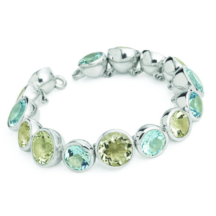 silver cup bracelet with semi precious stones by engell ...