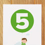 Five Today Boy With Balloon Birthday Card, thumbnail 3 of 3