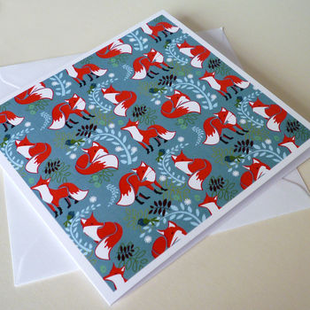 Set Of Five Greeting Cards With Fox Pattern, 2 of 2
