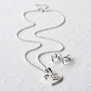 Sterling Silver Delicate Spiral Heart Necklace, 3 of 5
