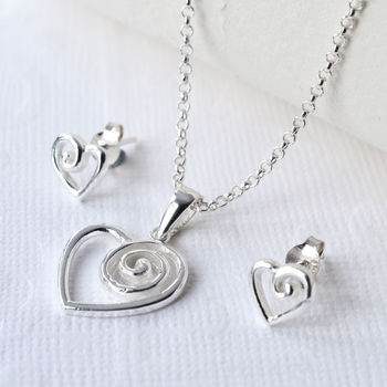 Sterling Silver Delicate Spiral Heart Earrings, 5 of 7