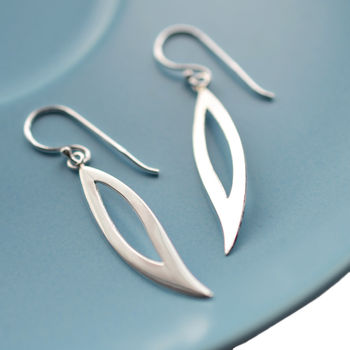 Sterling Silver Abstract Leaf Earrings, 4 of 5