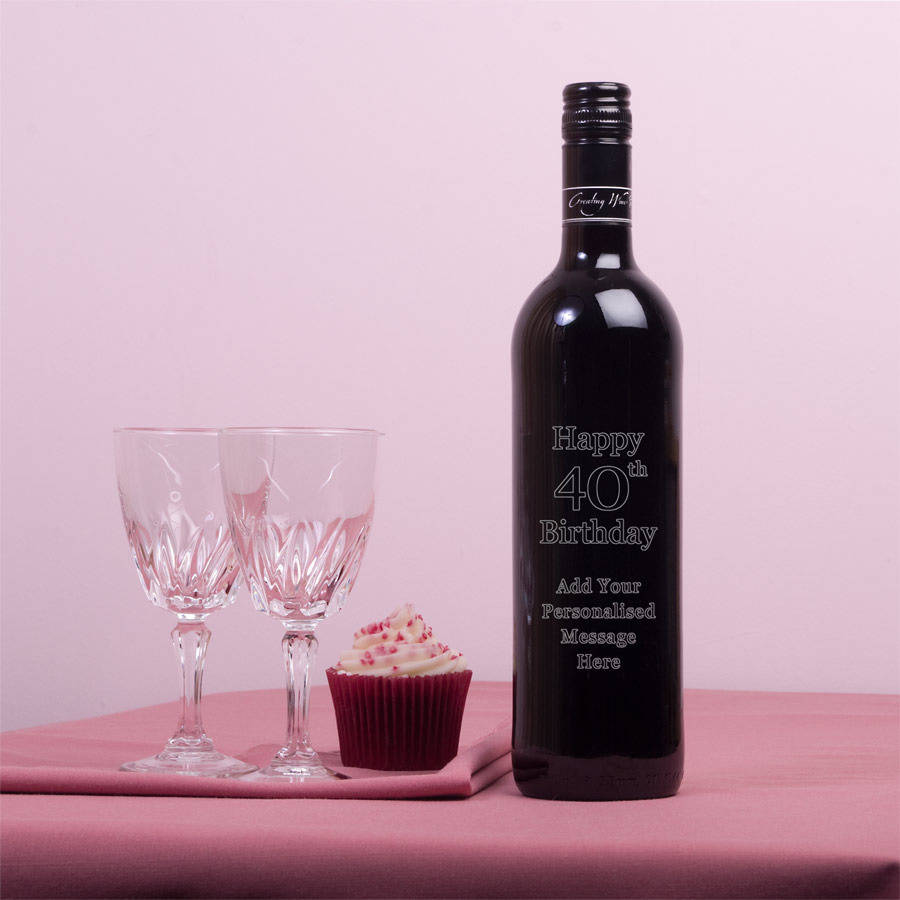 Personalised Engraved 40th Birthday Red Wine Gift By