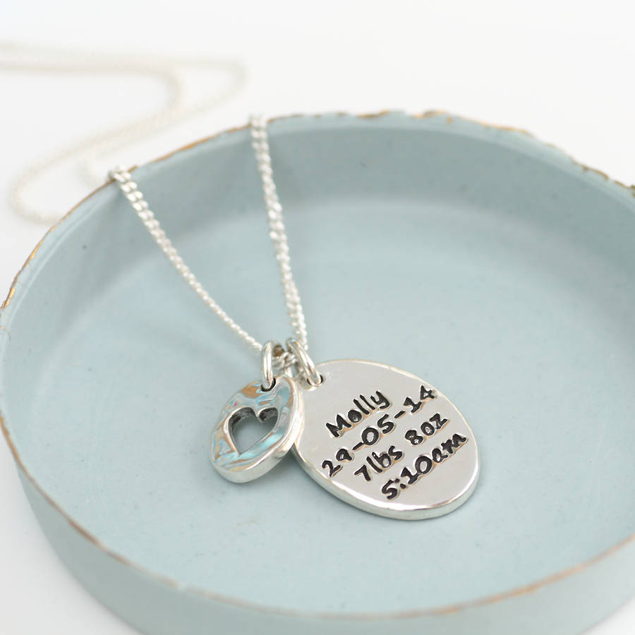 Personalised Silver New Baby Necklace By Green River Studio ...