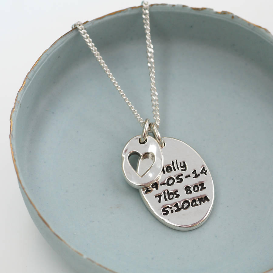 Personalised Silver New Baby Necklace By Green River Studio ...