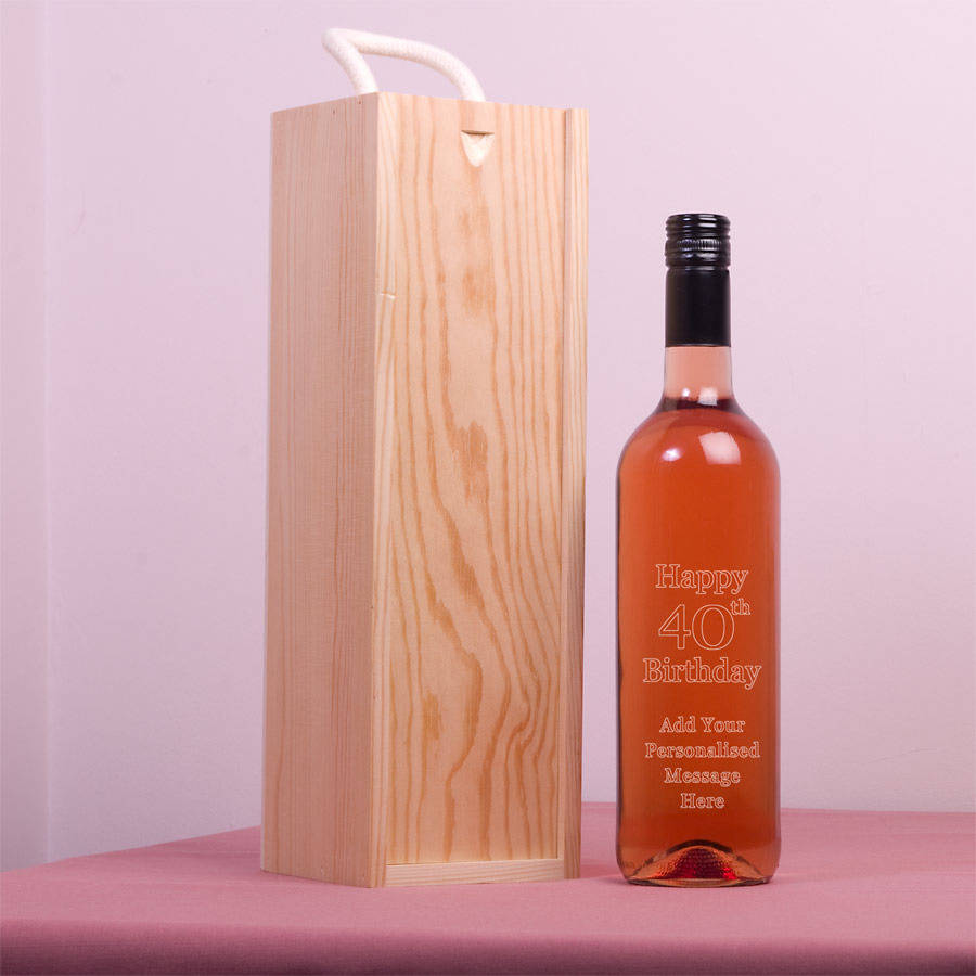 Personalised Engraved 50th Birthday Rose Wine Gift By
