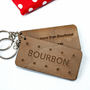Personalised Bourbon Biscuit, Walnut Wood Keyring, thumbnail 1 of 6