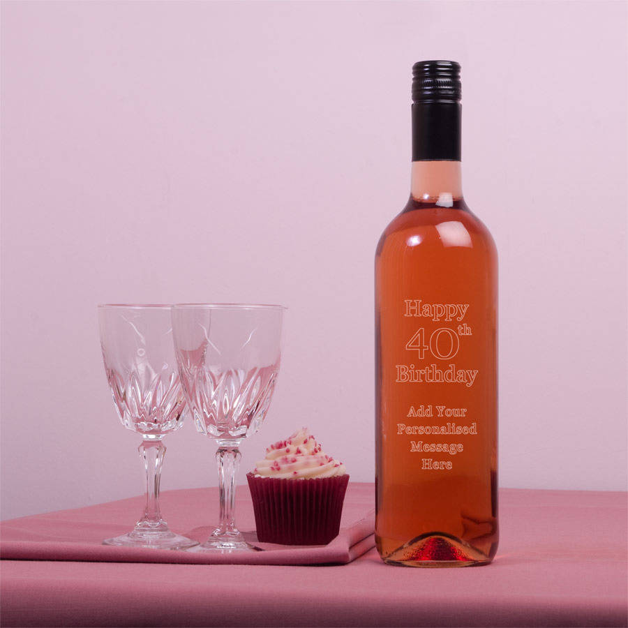 Personalised Engraved 40th Birthday Rose Wine Gift By