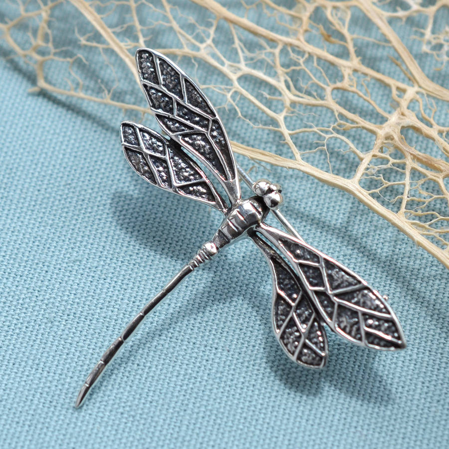 Sterling Silver Dragonfly Brooch, 1 of 5