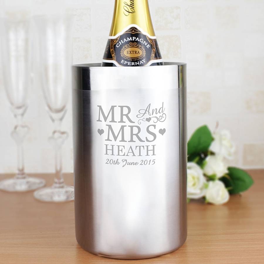'Mr And Mrs' Personalised Steel Wine Cooler By Oli & Zo