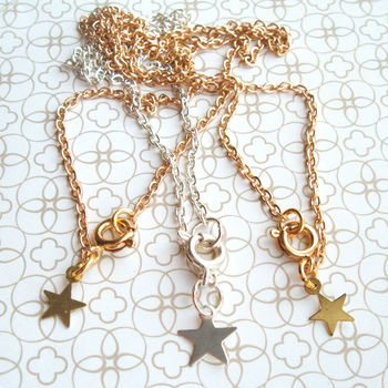 Anklet Chain With Star Charm In Gold Or Silver Plate, 5 of 5