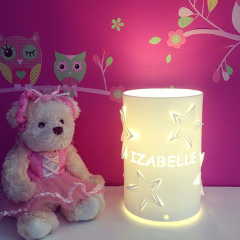 Personalised Star Table Lamp Ideal Christening Gift, 8 of 8