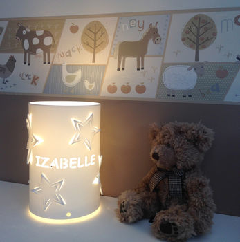 Personalised Star Table Lamp Ideal Christening Gift, 2 of 8