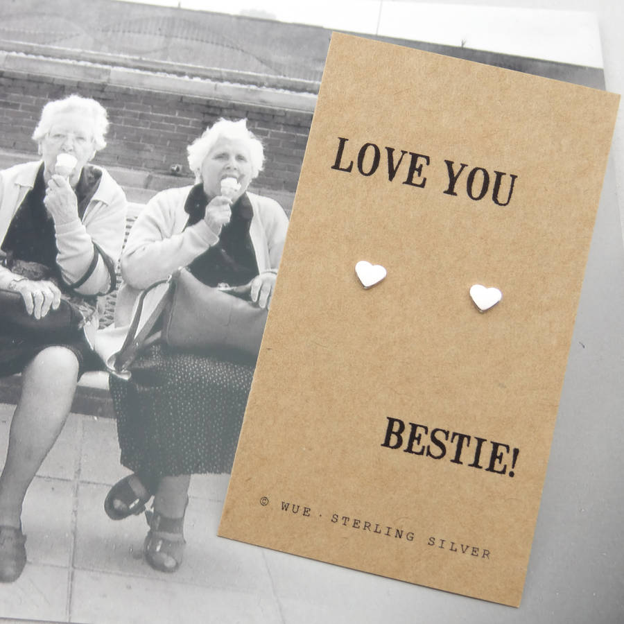 Silver best friend gift earrings by wue 