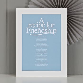 Personalised Friendship Recipe Print With Friend Poem By Bespoke Verse ...