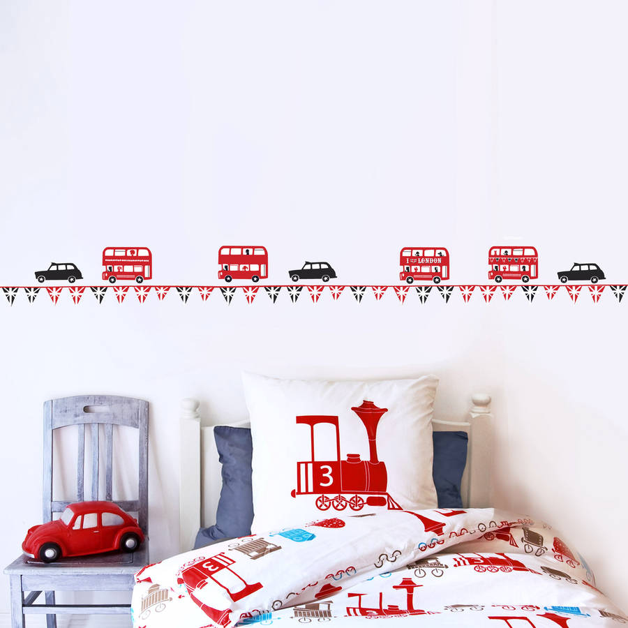 Children's London Bus And Taxi Wall Sticker Border, 1 of 3