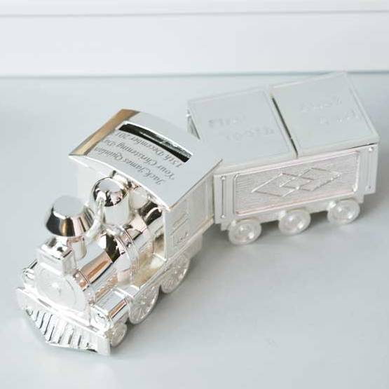 Engraved Train Moneybox With Tooth And Curl Carriage, 1 of 2