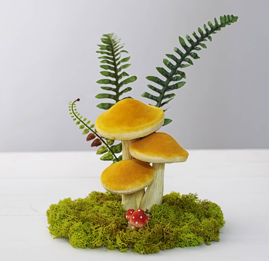 woodland wedding mushroom table centrepiece by just add a dress