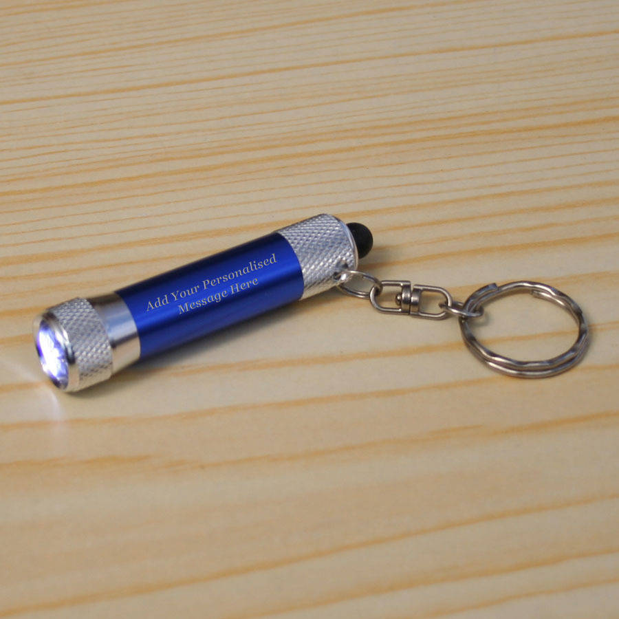 Personalised LED Mini Torch Keyring Black By