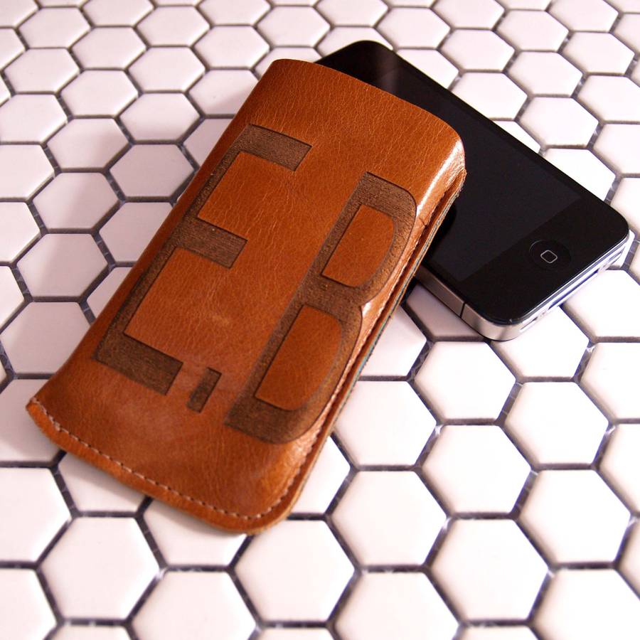 Monogrammed Leather Phone Case By Stabo
