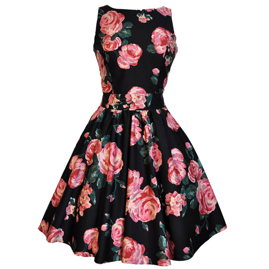 1950s Style Rose Floral Tea Dress By Lady Vintage | notonthehighstreet.com