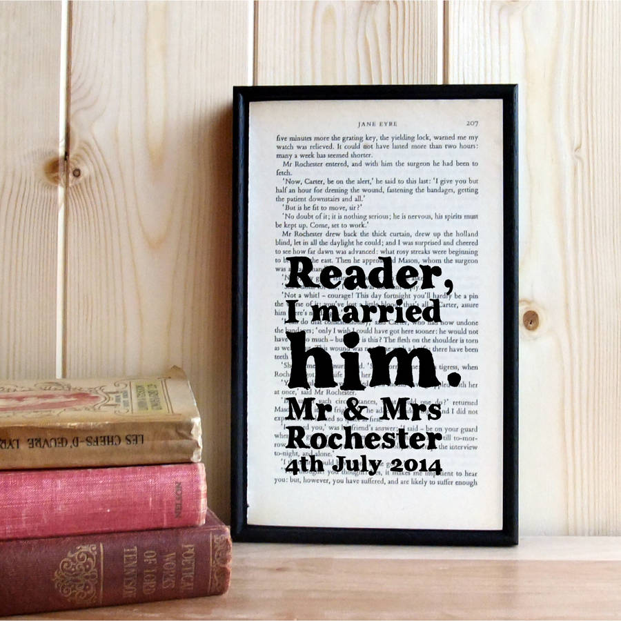 Personalised Jane Eyre Quote Wedding Gift Print By Bookishly